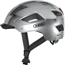 Load image into Gallery viewer, An animated image of the Abus Hyban 2 cycle safety helmet. The image cycles through the various colour options for the helmet.