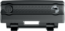 Load image into Gallery viewer, Black tactical flashlight with textured grip and switch on a white background.