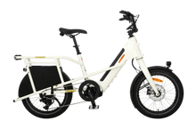 Load image into Gallery viewer, White e-bike with black accents on a white background