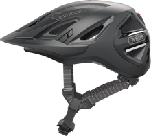 Load image into Gallery viewer, Abus Urban-I 3.0 cycle helmet product image. This view shows the side the of helmet, with the velvet black colour variant.
