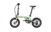 A light mint green folding electric bicycle with black components, shown from a side profile on a solid white background. The brand name 'UTO' is visible on the frame.