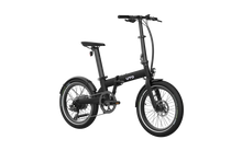 Load image into Gallery viewer, Black folding bike on a white background
