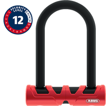 Load image into Gallery viewer, A product image of the Abus Ultimate 420 U-Lock or D-Lock or Shackle Lock along with the security rating of 12 out of a possible 15. 
