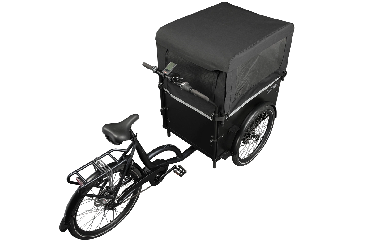 A product image showing the rain tent accessory for the Bimas eCargo 3.3 Premium electric cargo bike.