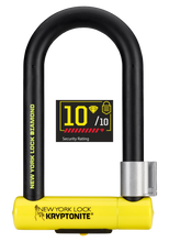 Load image into Gallery viewer, A product image of the Kryptonite New York Lock Diamond, with a 10/10 security rating superimposed on the photo.
