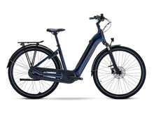 Load image into Gallery viewer, Navy electric bike on a white background.
