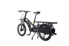 Load image into Gallery viewer, A product image of the Yuba Fastrack electric longtail cargo bike, showing the Espresso frame colour option. The bike is shown from the rear.
