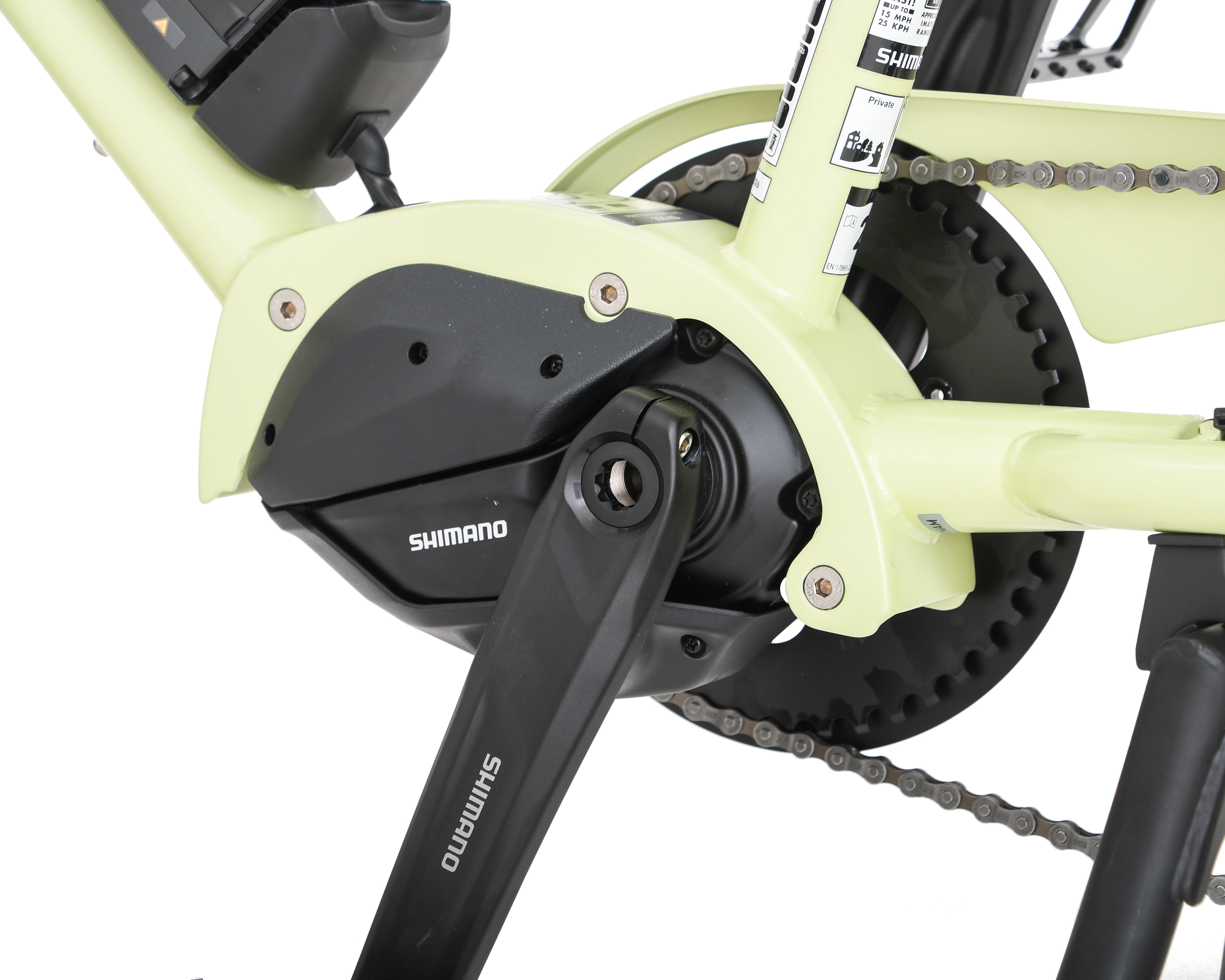 A close up of the Shimano motor