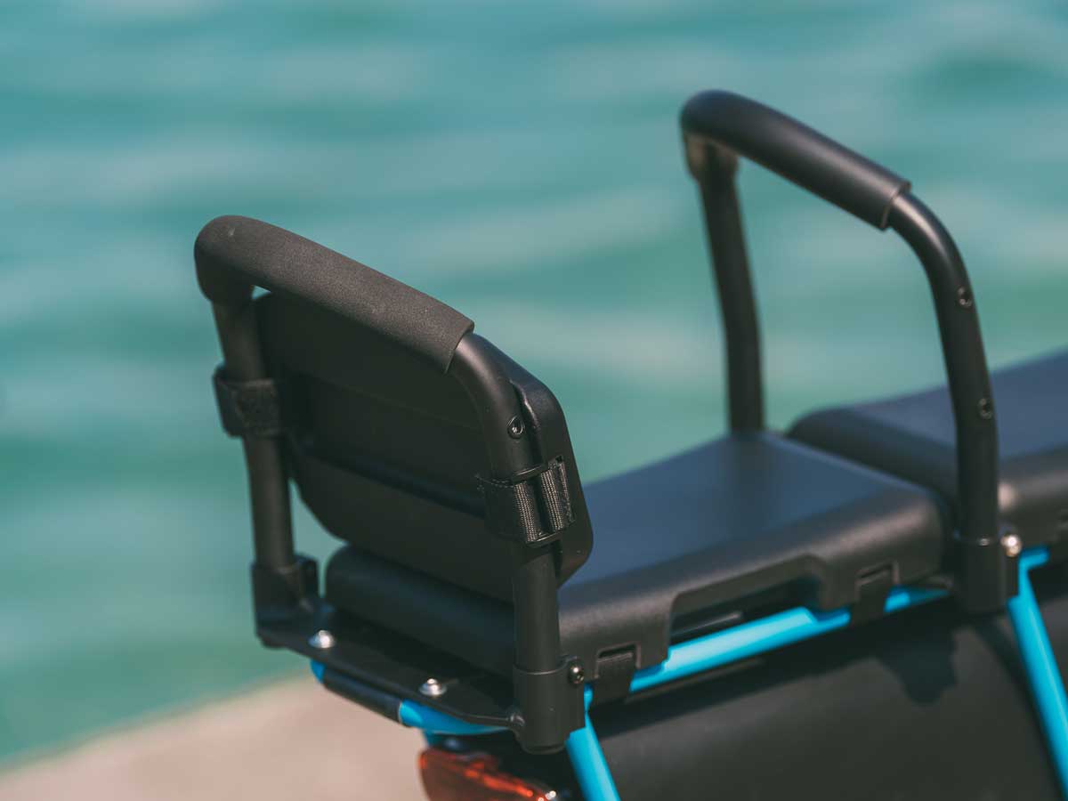 A product image of the Yuba Backrest showing two backrests mounted on two Yuba Crests.