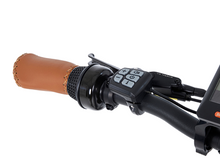 Load image into Gallery viewer, A close up of the electric assist controls on the handlebar of the Beaufort Billie electric folding bike.
