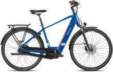 Load image into Gallery viewer, Product image of the BESV CT 2.3 electric bike with the crossbar frame variant, in the colour denim blue.
