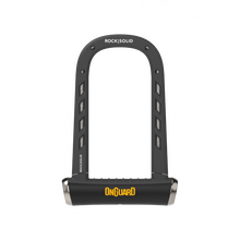 Load image into Gallery viewer, Black U-shaped bike lock with 'OnGuard' branding on a white background
