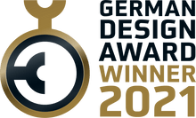 Load image into Gallery viewer, German Design Award Winner 2021 logo in gold and black, featuring stylized circular emblem and bold.
